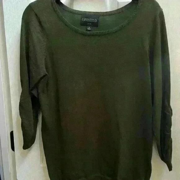 Absolutely Creative Worldwide Women Olive Green Sweater S Cinched Sleeves - Picture 1 of 6
